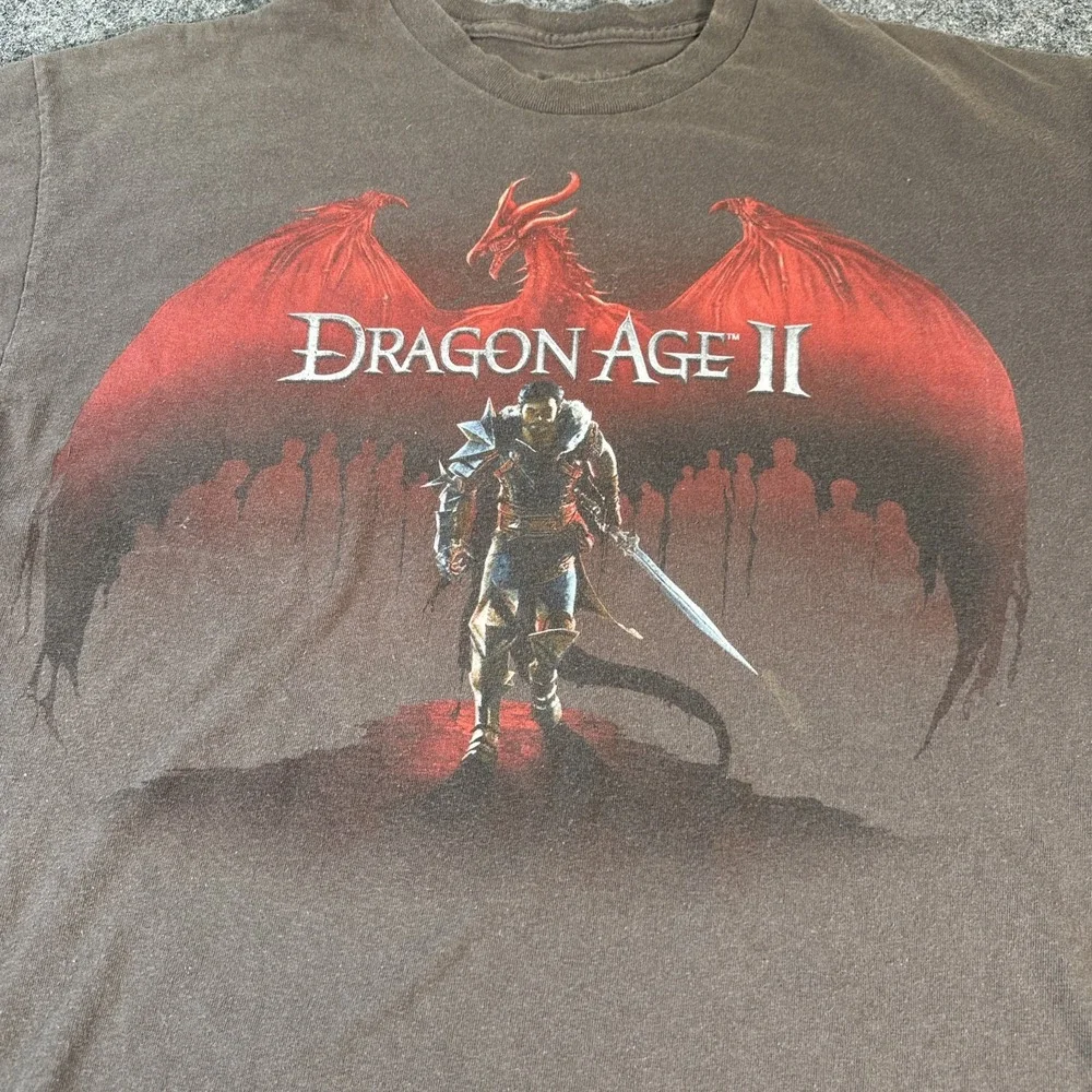 Vintage Y2K Dragon Age Origins RPG Video Game EA Games PS3 Xbox Shirt XL